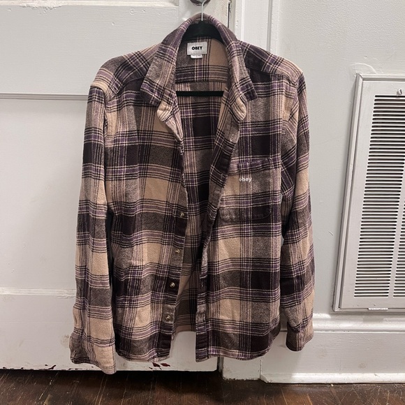 Obey Other - Obey Checkered Flannel in Purple and Cream